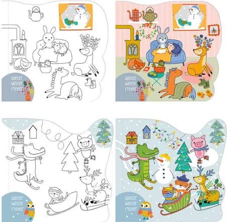 Libro para Pintar con Agua y Stickers - 4 Estaciones