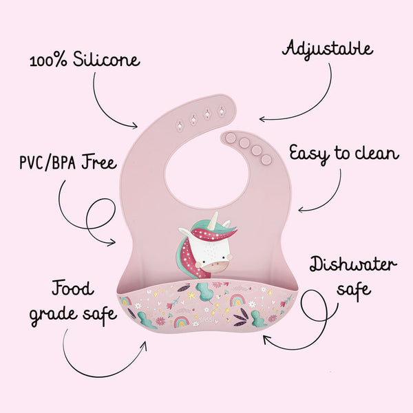Babero de Silicona - Unicornio Sparkly