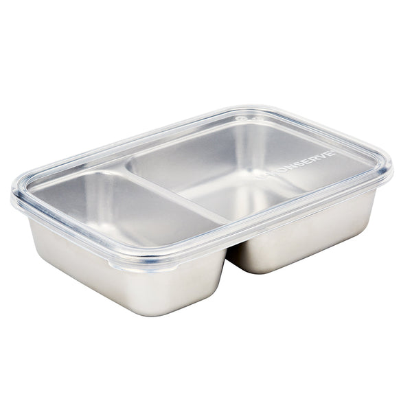 Envase Rectangular de Acero c/Divisiones 28 oz - Clear