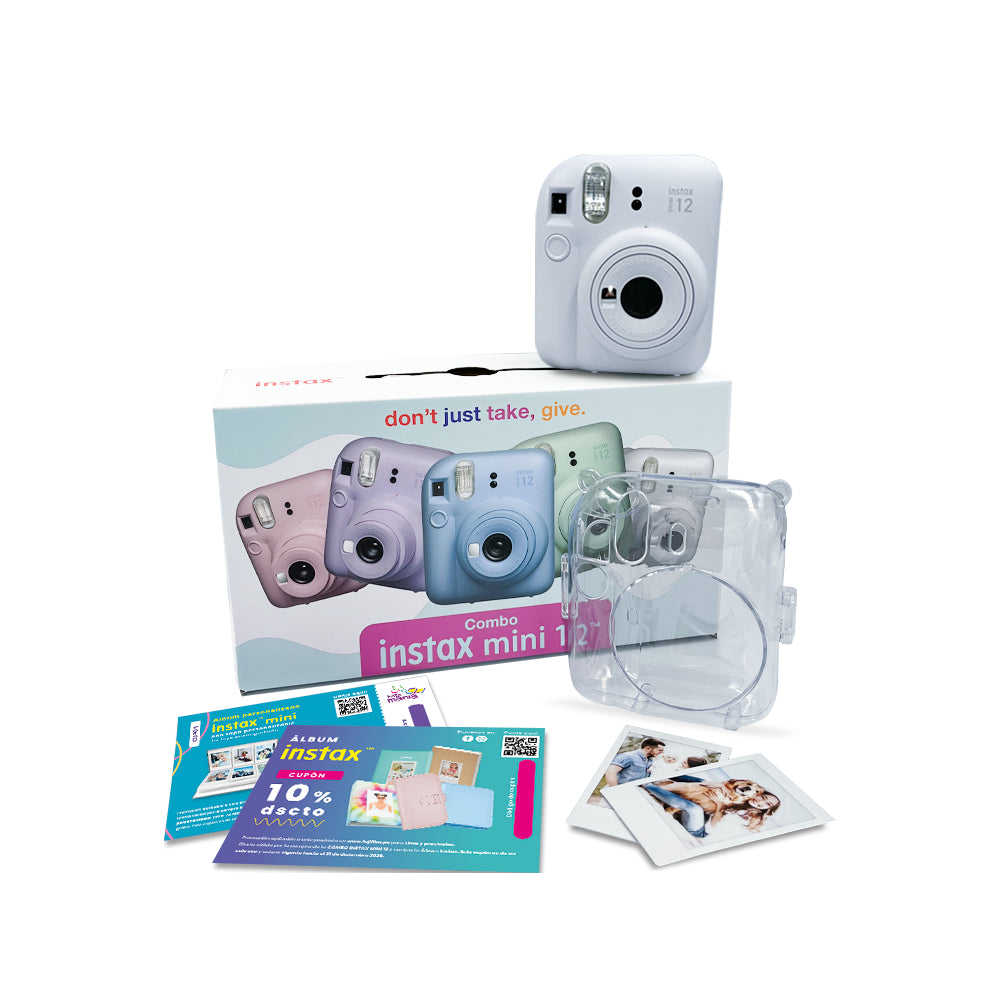 Cámara Fujifilm Mini 12 Blanco Arcilla  + Estuche + 10 films