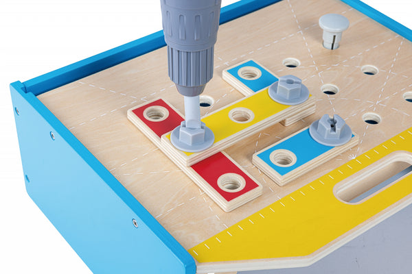 Tablero de Trabajo de Madera con Herramientas