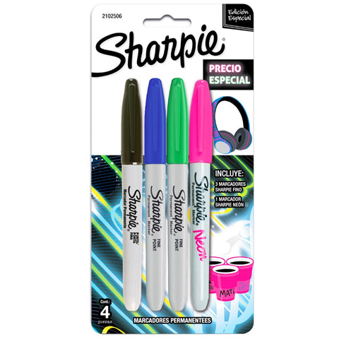 Sharpie Marcadores Finos Neon x 4