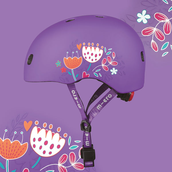 Casco Morado con Flores