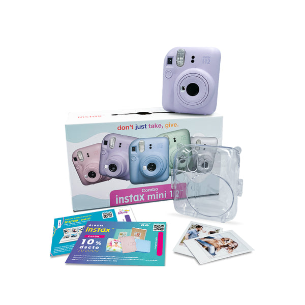 Cámara Fujifilm Mini 12 Morada + Estuche + 10 films