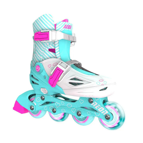 Patines Neon  Ajustables (Talla 35-38) con luces LED - Turquesa y Fucsia