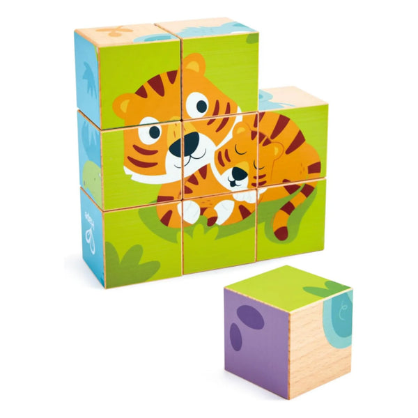 Rompecabezas de Cubos de Madera - Animales Salvajes