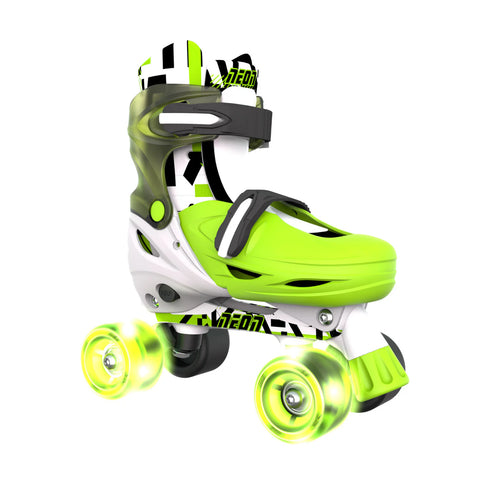 Patines Neon Ajustables (Talla 35-38) con Luces LED - Verde y Blanco