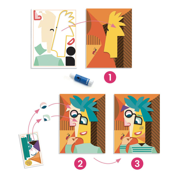 Collages y Stickers Cabezas Cuadradas Inspirado en Pablo Picasso